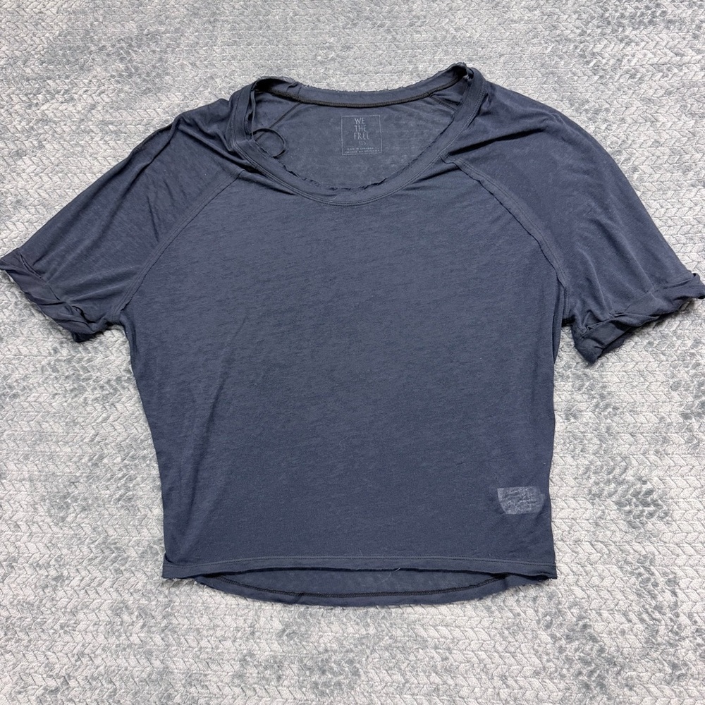 Free People We The Free Blue Dolman Sleeve Crop Tee Size Small